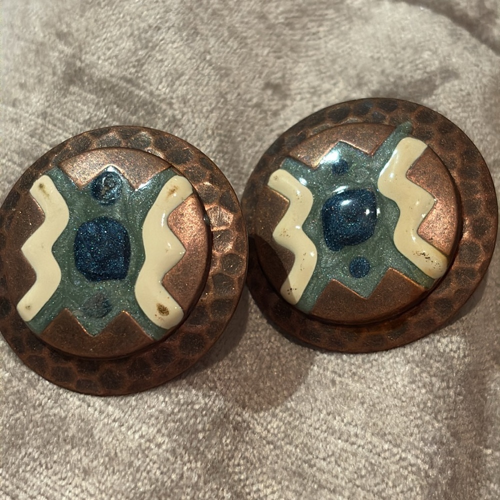 Hammered Copper Southwestern Earrings